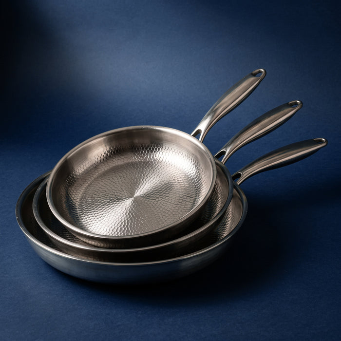 Handgehamerde titanium pan – 3-delige set (9, 10 & 11 inch)